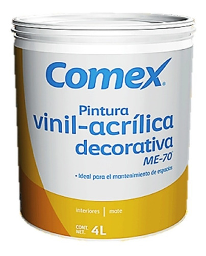 Imagen 1 de 1 de Pintura Vinil - Acrílica Blanca Comex Me70 Interior 4 L