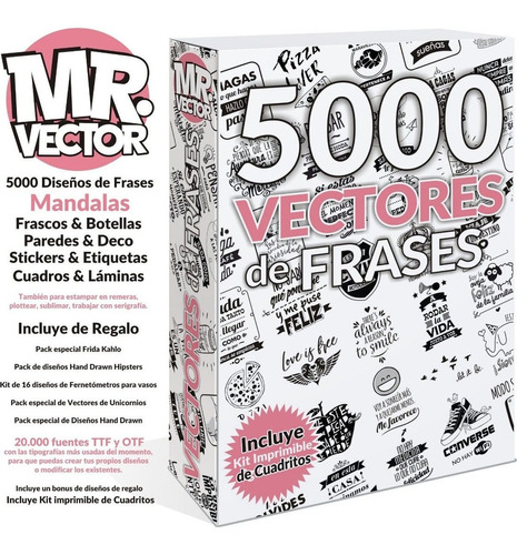 Pack +5000 Vectores Frases Sublimacion Serigrafia Vinilo Etc