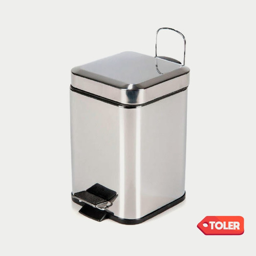 Cesto Tarro Tacho Papelera A Pedal Acero Inox Cuadrado 3 Lts