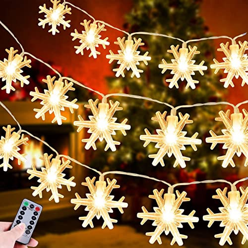 8 Modos Y Temporizador Navidad Cadena De Luces De Copo De Ni