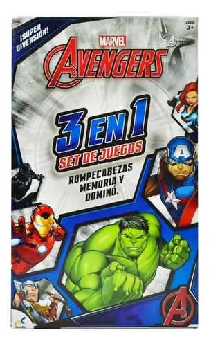 Marvel Avengers 3 En 1 Rompecabezas Memoria Domino Novelty