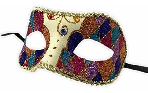 Argyle Glitter Half Mask Venetian Masquerade Costume Accesso
