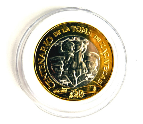 1 Moneda 20 Pesos Centenario Toma Zacatecas Unc Sin Circular