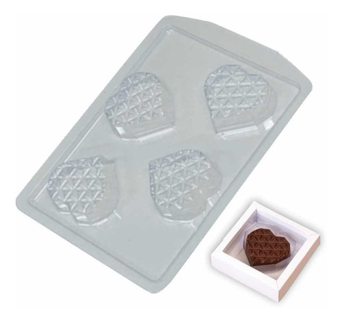 Imagem 1 de 2 de Forma Chocolate Trufa Coração Tablete Diamantado Ref. Fp180