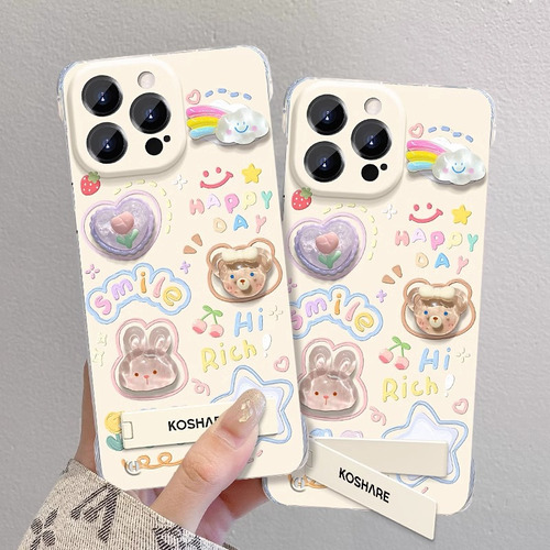 Fundas Para iPhone Pigment Rabbit Plush Invisible Stand Compat