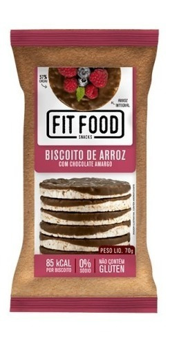 Biscoito De Arroz Com Chocolate Amargo 70g Fit Food Kit 6 Un