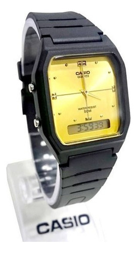 Reloj Casio Ana Digi de oro negro auténtico AW-48he 9av