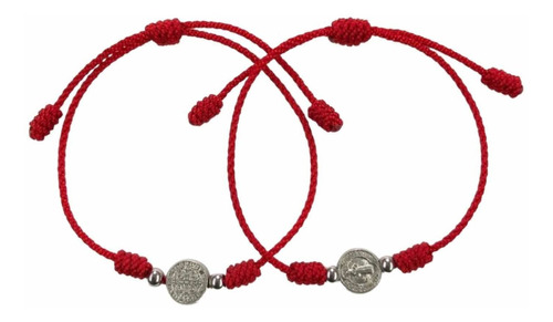 Hilo Rojo Pulsera (dos Unidades)con La Medalla De San Benito