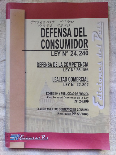 Defensa Del Consumidor Ley 24240 (Usado)