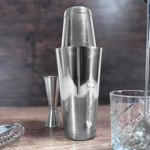 Coctelera Vaso Boston Shaker Acero Inoxidable 800 Ml Vencort Color Plateado