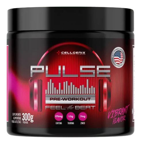 Pulse Feel The Beat Pré Treino 300g  Cellgenix Sabor Framboesa