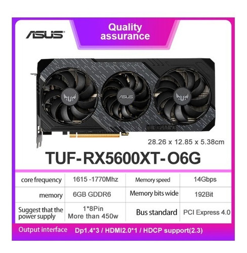 Placa De Vídeoasus Dual Radeon Rx 5600 Series Rx 5600 Xt 6gb (Usado)
