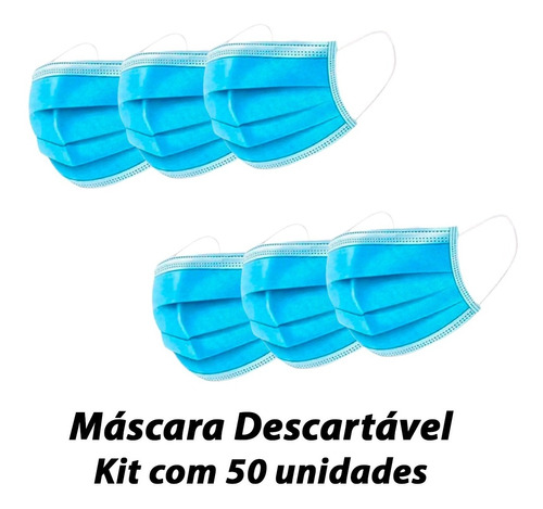 Mascaras De Tecido Tnt Kit 50 Descartáveis Confortável   