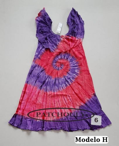 Imagen 7 de 8 de Vestido Solero Batik Tie Dye 100% Algodón Artesanal Modelo H