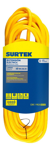 Extensión Eléctrica Uso Extra Rudo 10 M Color Amarillo