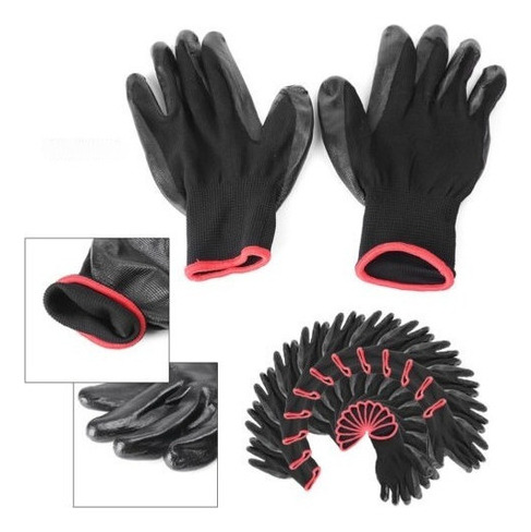 12 Pares En Nylon Pu Seguridad Trabajo Guantes Mucho Para El