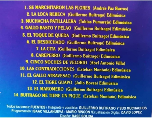 1 Cd Guillermo Buitrago Inédito Nuevo Importado