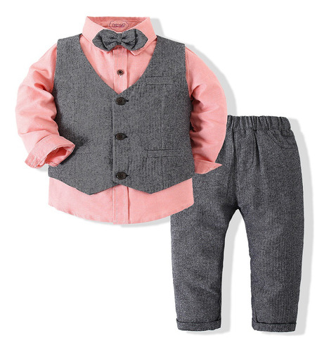 Niños De Manga Larga Camisa Chaleco Pantalones Vestido Set