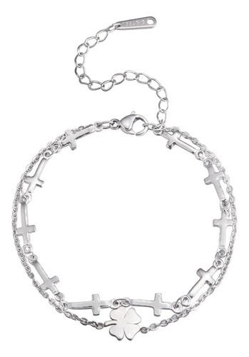 Likgreat Pulsera De Trébol De 4 Hojas, Cadenas Dobles, Símbo