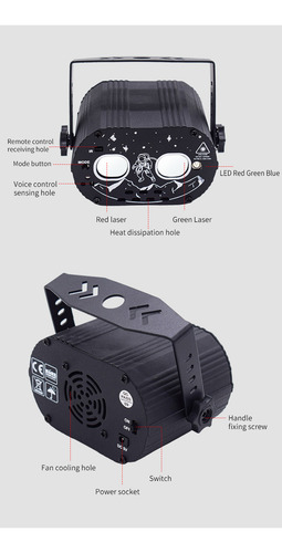 Lámpara LED de escenario XHXD DQ-R20 con cabezal móvil, 8 W, 5000 h de vida útil, función estroboscópica, puerto USB, diseño compacto, 9 cm de altura, 300 g de peso. ¡Perfecto para eventos!