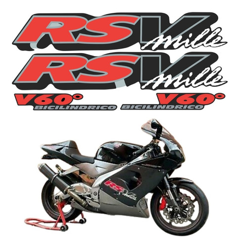 Kit Adesivo Para Aprilia Rsv Mille 1999 14757 Cor Vermelho/CINZA/PRETO