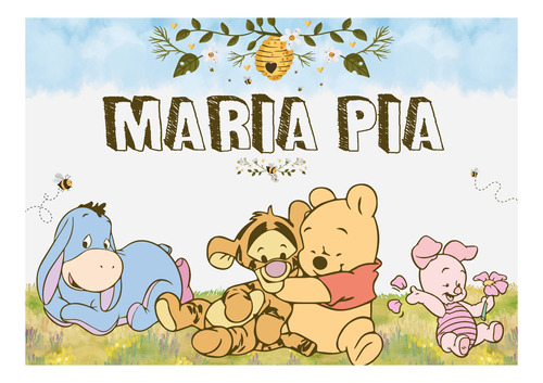 Banner Imprimible 2 X 1.5 M - Winnie Pooh Mod. 03