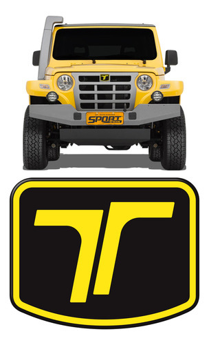 Adesivo Logo Troller 2009 Até 2019 Frontal Cromado Resinado Cor Amarelo/preto