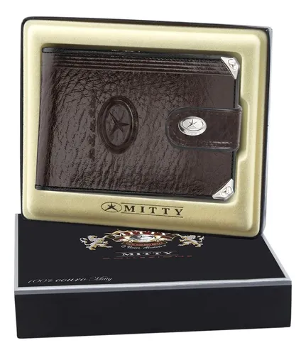 Carteira Masculina 100% Couro Mitty Cheque - Preta