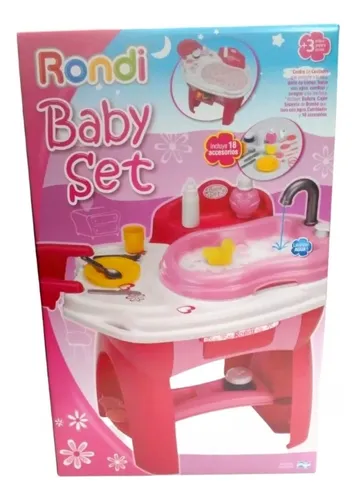 Set Bebe Baño Bañera Agua Cambiador Muñecas Accesorios Rondi