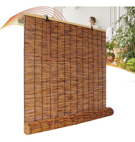 Ocazi Persiana Enrollabl Bambu Para Exterior Retro Romana 72