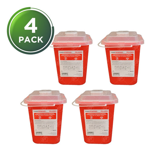 Contenedor Para Punzocortantes 1.8 Lts Hqu C/4 Botes