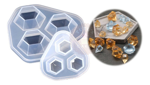 Set X2 Moldes Silicona Resina Diamantes Cristal Joyeria 