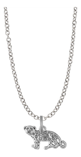 Collar Animales Dije Colgante Pareja Amigos Cadena Acero Plateado Leopardo Jaguar 3d