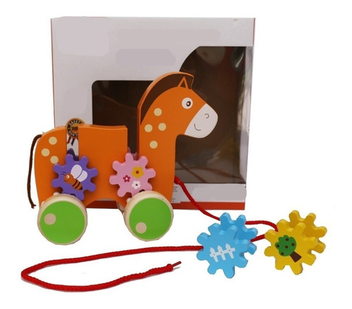 Juego Juguete Madera Viga Niño Didactico Caballo De Arrastre