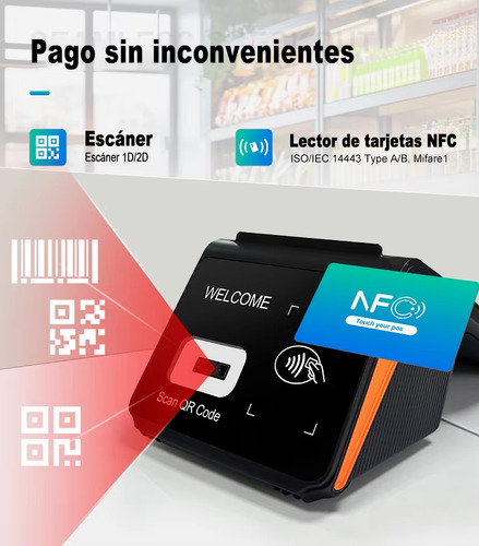 Terminal Android 12 Pos De 8 Pulgadas, 3g+16g, Impresora, Es