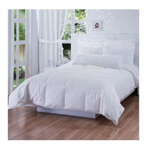 Plumón Haussman Pluma queen diseño lisa color blanco de 230cm x 250cm