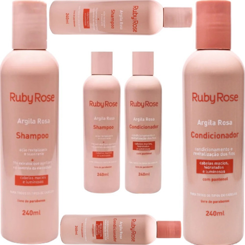 Imagem 1 de 6 de Kit Shampoo + Condicionador Argila Rosa Ruby Rose