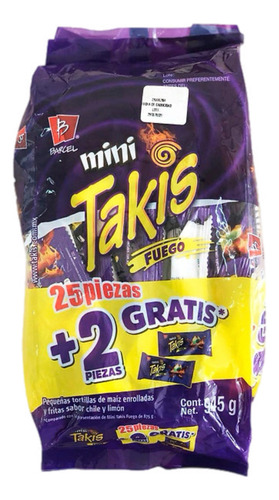 Takis Fuego Mini 25pz+ 2pz De 35g Barcel Contenido Neto 945g