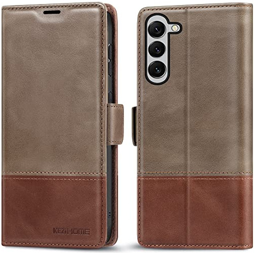 Funda De Cuero Para Samsung S23 Gris/marron 