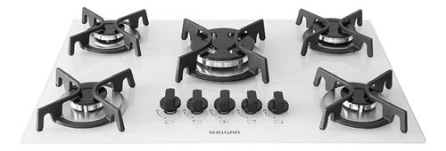 Cooktop Mesa De Vidro 5 Queimadores À Gás Suggar Branco FG5305FBR Bivolt