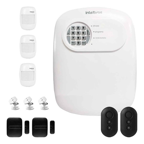 Kit Alarme Anm 24 Net Intelbras +3 Ivp 2000 Sf +2 Sensor Mag Branco