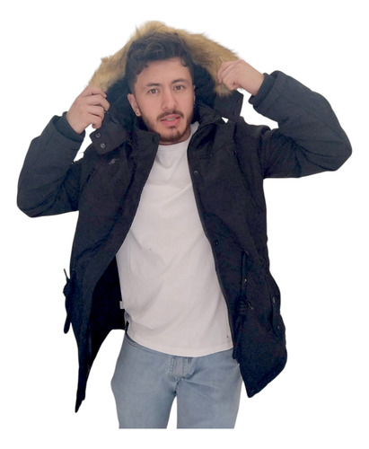 Campera Hombre Parka Corderito Capucha Desmotable Polo Club