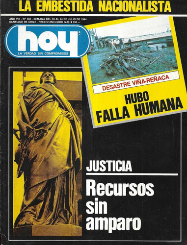 Revista Hoy 365 / 24 Julio 1984 / Desastre Viña Reñaca Falla