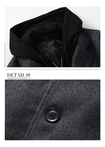 Abrigo Desmontable Capucha Casual Chamarra Para Hombre