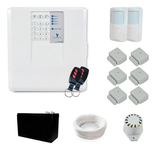 Kit Alarme Residencial 8 Sensores Sem Fio Discadora Bateria