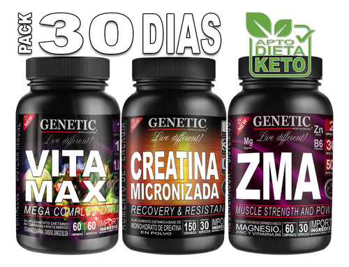 Aumento Muscular Pro Hormonal Creatina Vita Max Zma Genetic