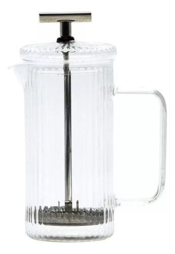 Cafetera De Vidrio Rallada Con Embolo De 350 Ml Blanco