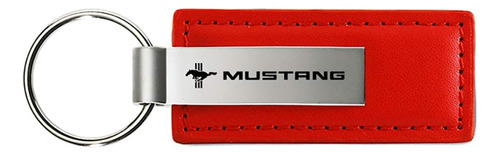 Llavero De Cuero Rojo Con Logotipo De Ford Mustang Tri-bar, 