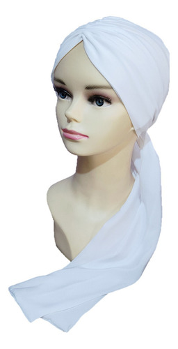 Turbante Oncológico Gorro Para Dama Quimio. De Algodón Banda Color Blanco Liso