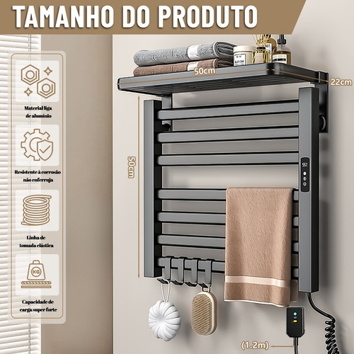 Toalheiro Elétrico Com Controlo De Temperatura E Prateleira